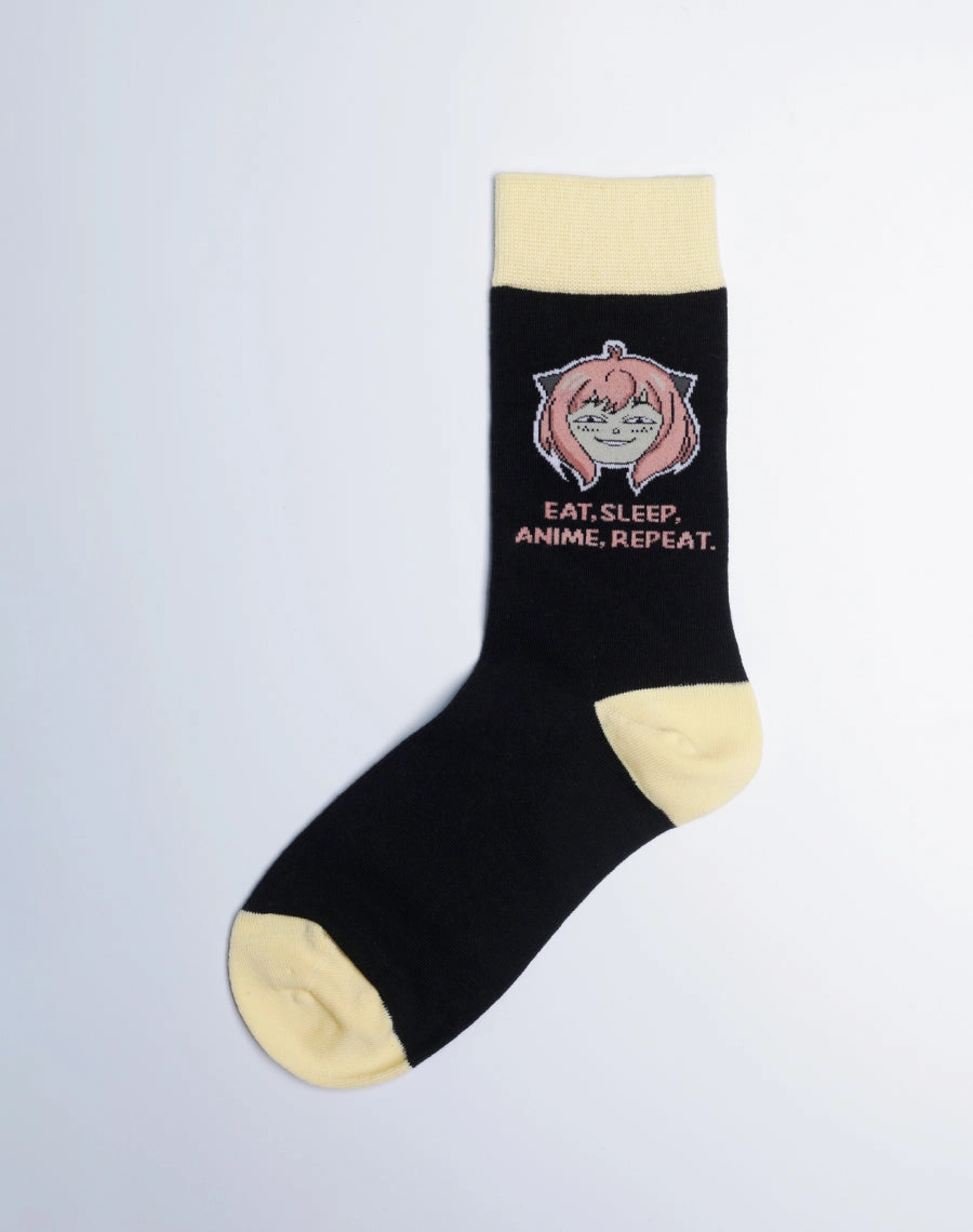 Women's Eat Sleep Anime Repeat Manga Crew Socks