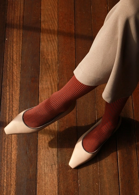 Women's Houndstooth Socks - Orange & Black