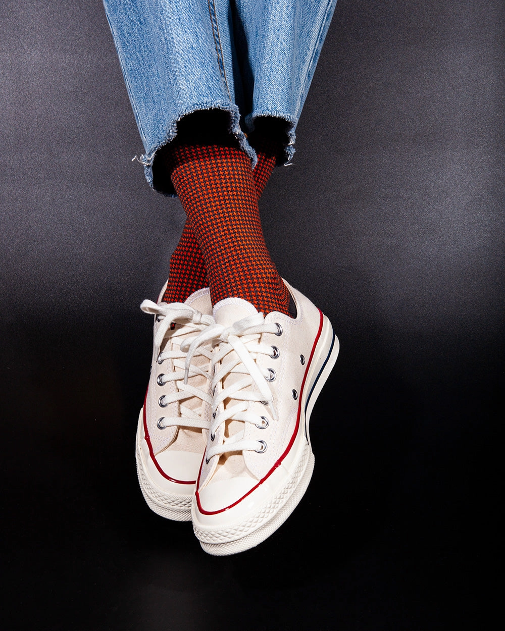Women's Houndstooth Socks - Orange & Black
