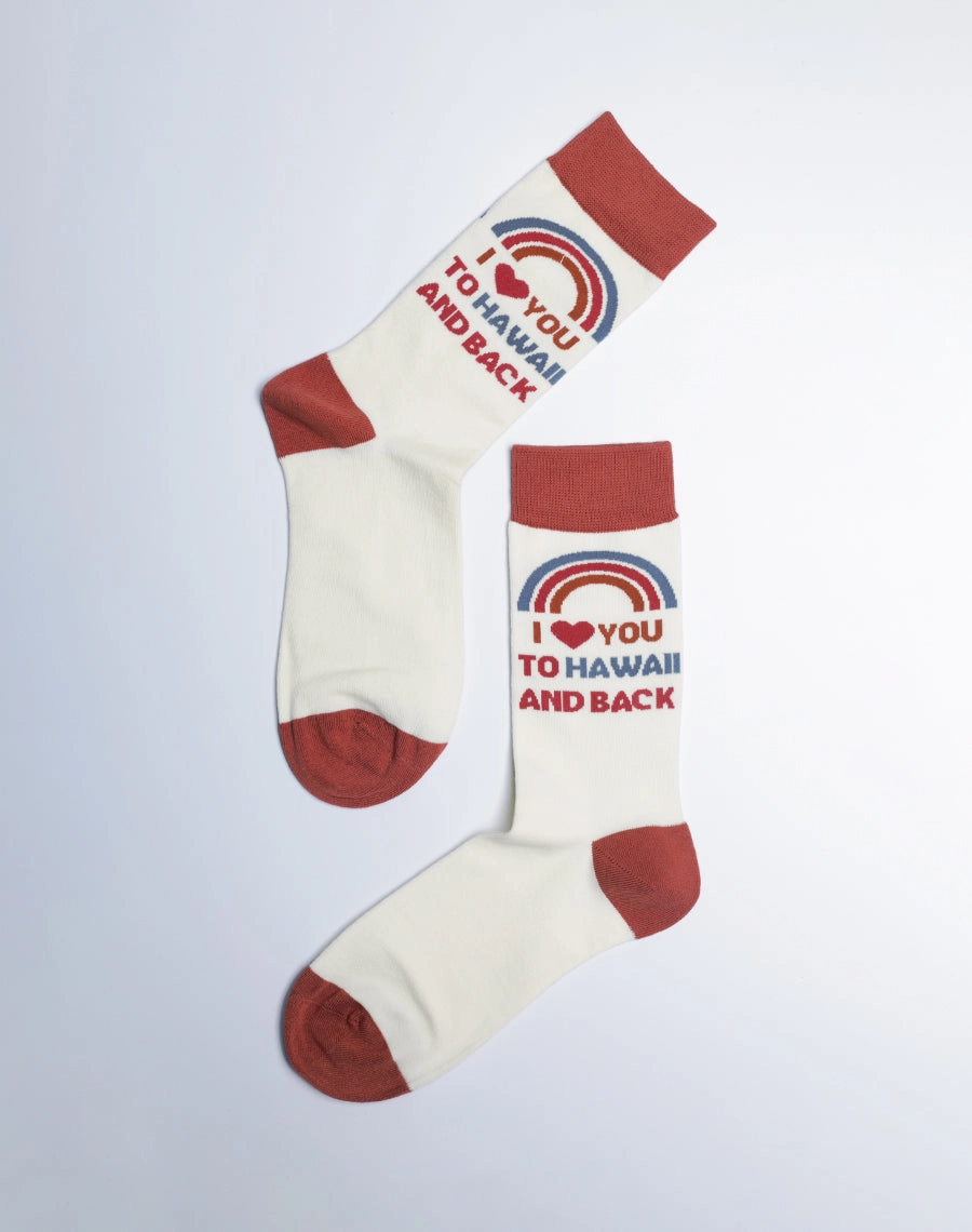 Women's I Love You To Hawaii And Back Crew Socks