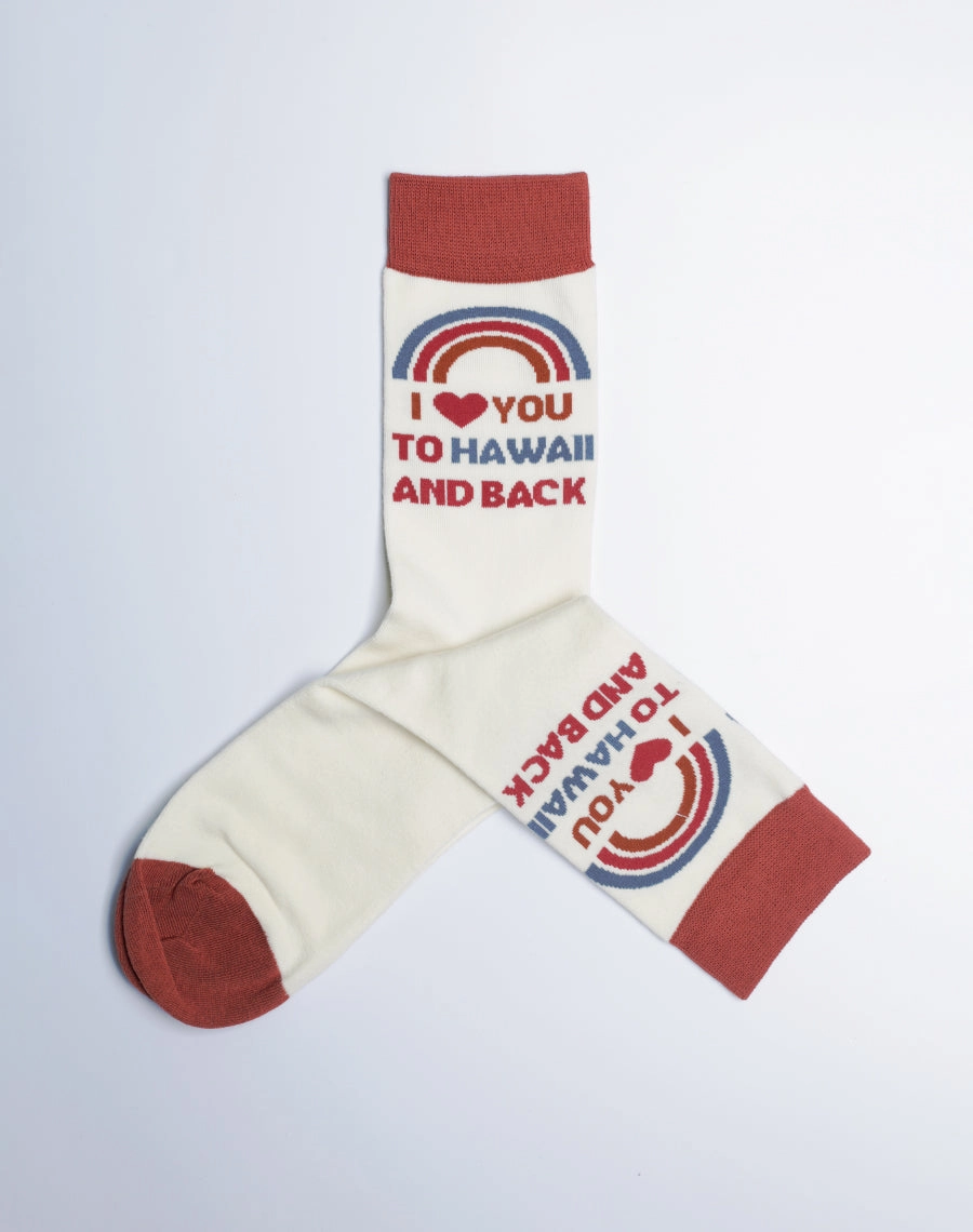 Women's I Love You To Hawaii And Back Crew Socks
