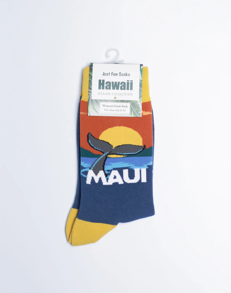 Women's Maui Sunset Whale Fluke Crew Socks