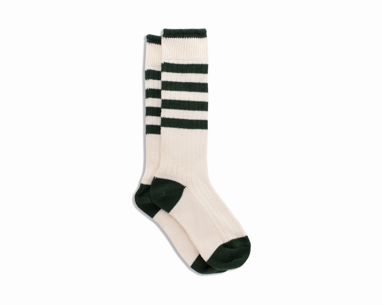Women's Organic Cotton Striped Ribbed Socks - Ivory/Vintage Green