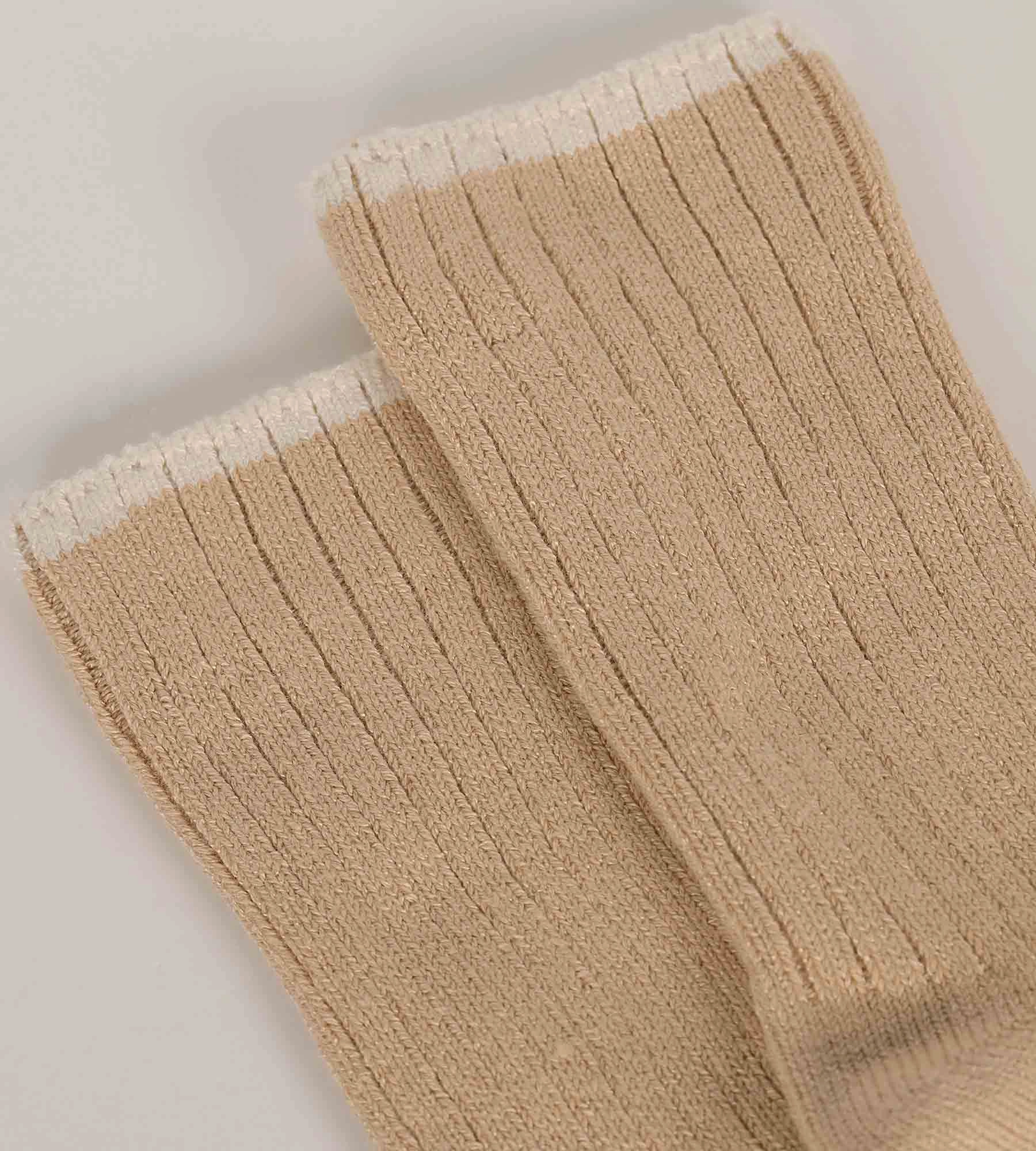 Women's plain rib knit socks Vanilla Beige Dim Bamboo