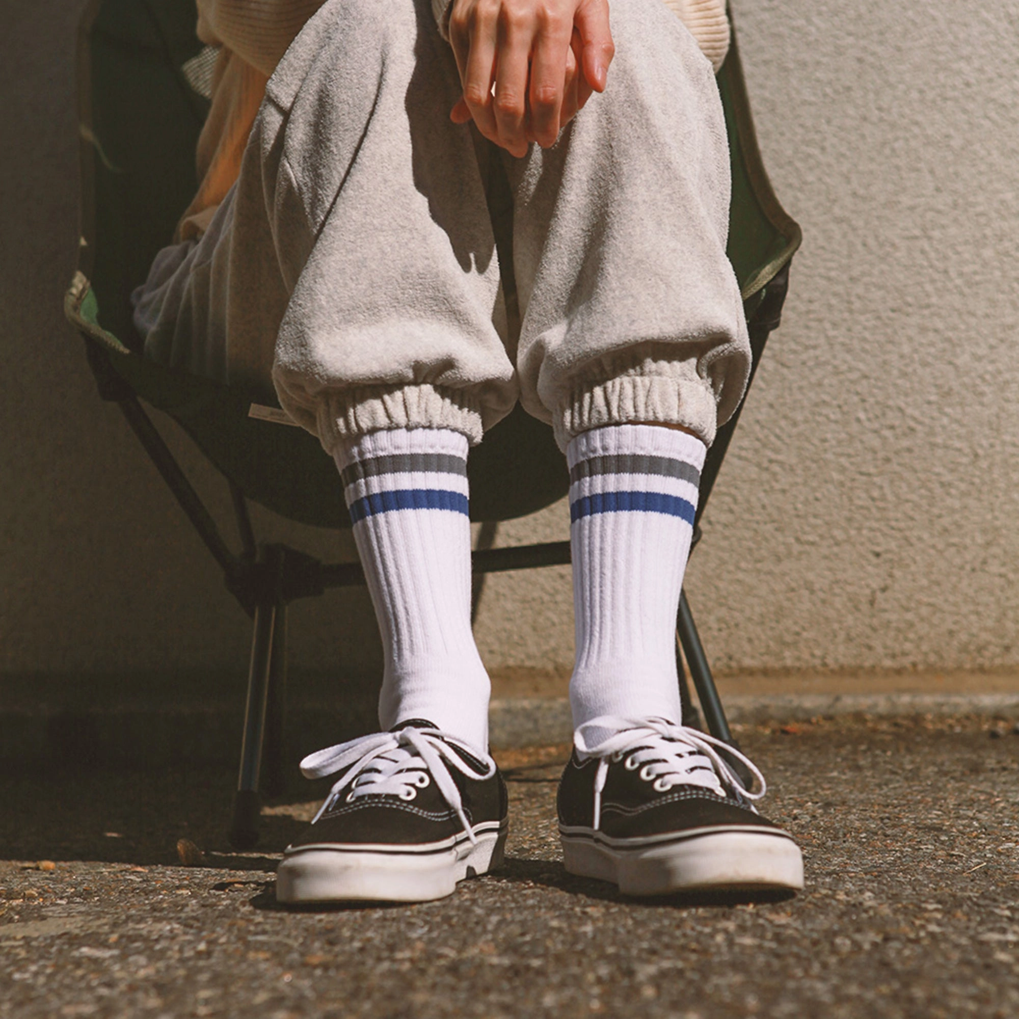 Women's Vintage Stripe Socks - Gray, Navy, & White