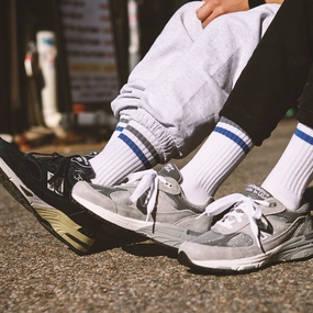 Women's Vintage Stripe Socks - Gray, Navy, & White