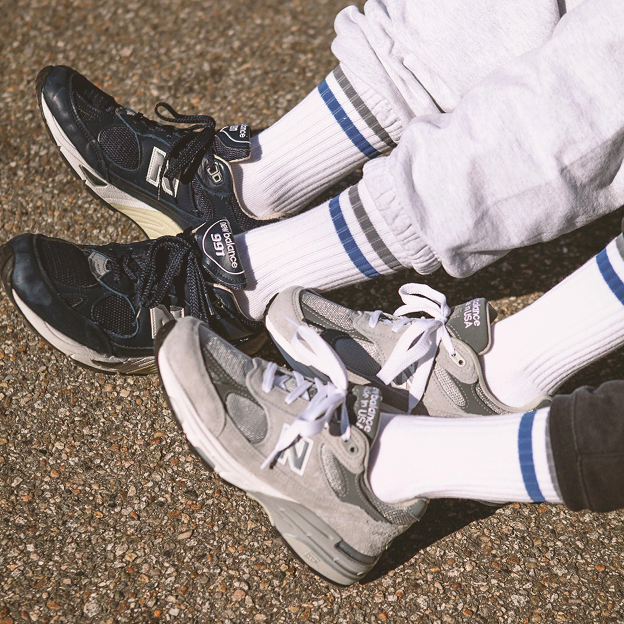 Women's Vintage Stripe Socks - Gray, Navy, & White