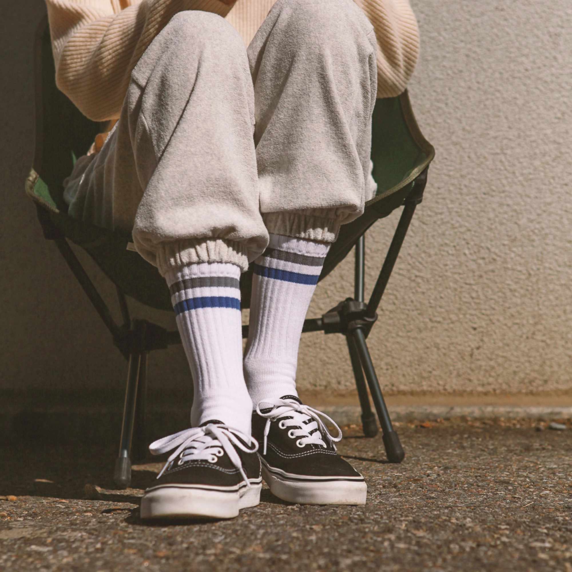 Women's Vintage Stripe Socks - Gray, Navy, & White