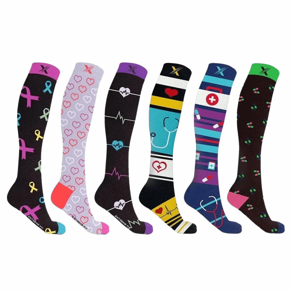 XTF Medical Prints Knee-High Compression Socks (6-Pairs)