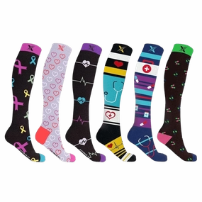 XTF Medical Prints Knee-High Compression Socks (6-Pairs)