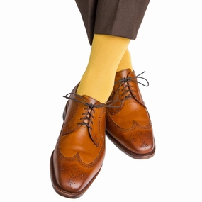 Yolk Solid Ribbed Cotton Sock Linked Toe Mid-Calf