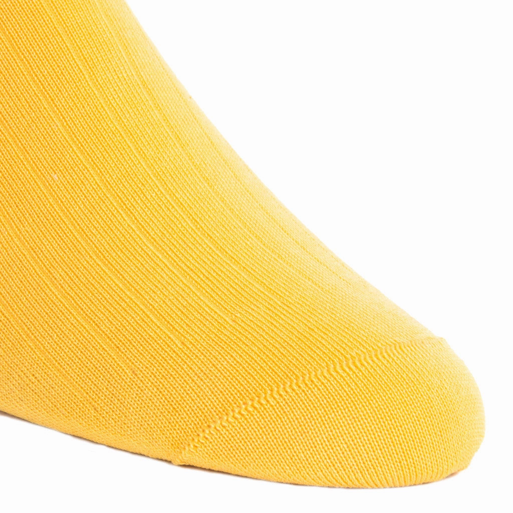 Yolk Solid Ribbed Cotton Sock Linked Toe Mid-Calf