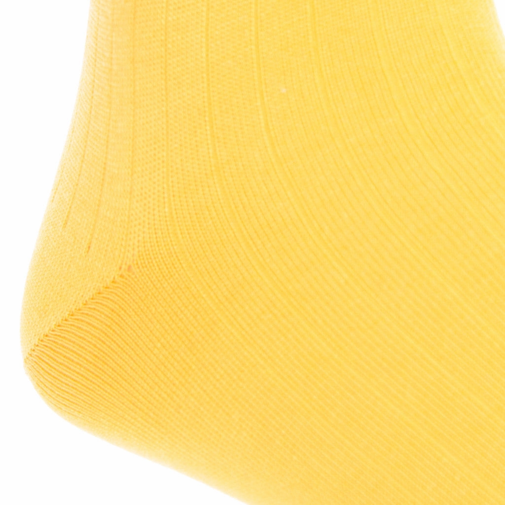 Yolk Solid Ribbed Cotton Sock Linked Toe Mid-Calf