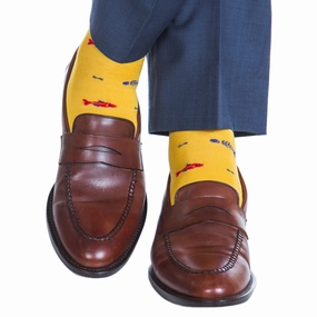 Yolk with Red, Clematis Blue, Sky Blue Bone Fish Cotton Sock Linked Toe OTC