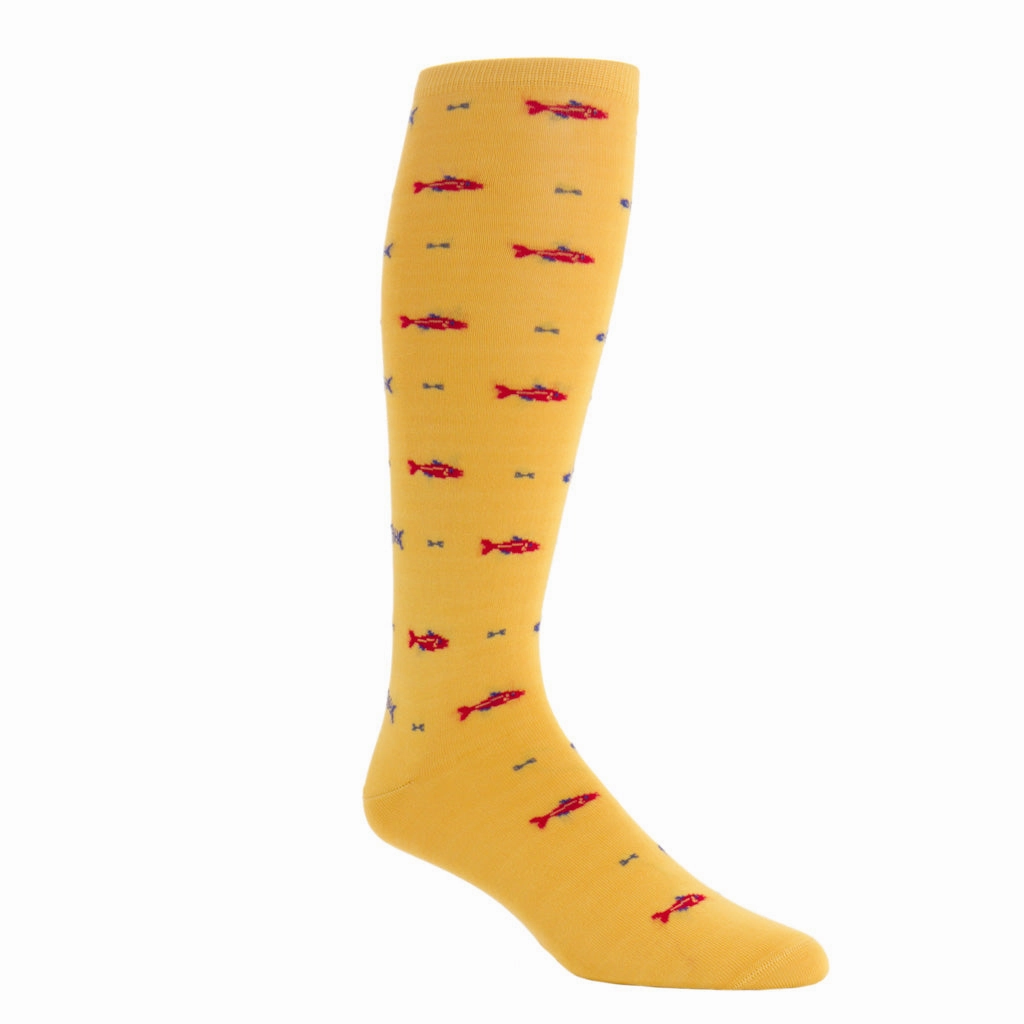 Yolk with Red, Clematis Blue, Sky Blue Bone Fish Cotton Sock Linked Toe OTC